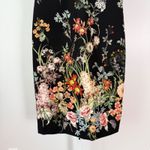 ZARA  WOMAN Black Floral V Neck Cap Sleeve Sheath Dress Size M Photo 3