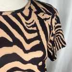 Queen B Maternity Animal Print Midi Dress Tan Black Size‎ 16 Short Sleeve Zip Size undefined Photo 5