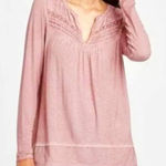 Knox Rose  Long Sleeve Lace Back Boho‎ Blouse Women's Medium Antique Rose V Neck Photo 0