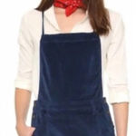 Free People  Corduroy Overall Mini‎ Dress Navy Blue Size 4 Photo 0