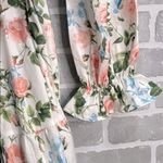 Simplee Floral slash neck long sleeve ruffle print summer dress beach size Med Green Photo 4