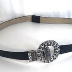 Chico's Statement Hammered Metal Buckle Belt Adjustable Black S/M Boho Western Photo 0