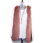 Self Esteem  Mauve Pink Faux Fur Vest With White Long Sleeve Shirt Set Jr L Photo 0