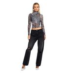 SER.O.YA Sana Top in Grey Ocelot XSmall Womens Long Sleeve Blouse Gray Size XS Photo 3