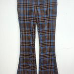 FUTURE COLLECTIVE Women Houndstooth Brown Plaid High Rise Flare Pants Size 0 Photo 1