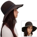 Talula Aritzia ‎ Baylis 100% Wool Floppy Black Hat Size M/L Photo 5
