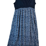 Daisy Fuentes Maxi Dress Navy Combo Floral Print V Neck Smocked Waist sz XL Boho Photo 0