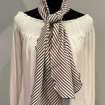 Striped Scarf with Brown and White Stripes Photo 0