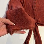 Free People Emma’s Henley tie front long sleeve blouse oversized size small Photo 3