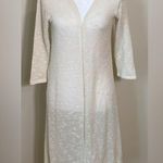 Arizona Jeans Womens Beautiful Ivory colored 3/4 sleeve knit long cardigan w/lace small Photo 1