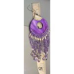 Vintage Purple Dyed Shell Dangle Earrings Silver Tone Boho 4.5" Estate Fringe Photo 4