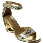 VanEli Boden Marmi Snakeskin Wedge Gold/Beige Brown/Gray Velcro Ankle Strap Shoe Silver Size 8 Photo 0