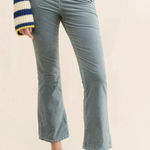 Free People Velvet Crop Flare Pants Green Slim Fit Stretch Corduroy Size M Photo 0