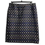 Kasper Womens Suit Set Jacket Skirt Geometric Print Black Blue Size 12 Photo 2