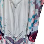 Hunter bell M Zip Jumpsuit geometric print Colorful Cup Sleeves flounxy feminine Size M Photo 8