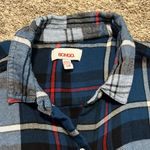 Bongo Women’s Blue Plaid Rayon Flannel Shirt Large Photo 2