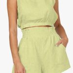 NWT Automet Linen/Rayon Women's Kiwi Green Shorts Paperbag Waist Size XL Photo 0