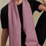 Kuna Baby Alpaca Black Red Houndstooth Fringe Scarf Photo 0