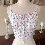 SheIn White Floral Flirty Crop Top Spaghetti Strap Photo 0