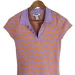 RSQ Mini Polo Shirt Dress Womens S Purple Orange Psychedelic Plaid Knit Retro Photo 3