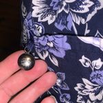 Laura Ashley Blue Floral V-Neck Scrub Top Pockets Lace Detail Photo 3