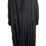 Silk & Salt Dress Large Black Midi Tiered Skirt Boho Photo 0