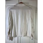 Tahari  Linen Blend Shirt Blouse Womens‎ Large Neutral Embroidered Church Office Photo 2
