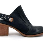 A.S.98 Black Leather Mules Silver Studded Heeled Shoes Boho Cottage EU Size 36 Photo 2