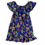 Merona lapis blue multicolor floral print ruffle sun dress with detachable sash Photo 4