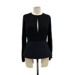 C/MEO COLLECTIVE Counting Stars Top Black Sheer Sleeve Peplum Keyhole Medium Photo 2