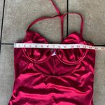 Red satin mini dress with halter neck Photo 3