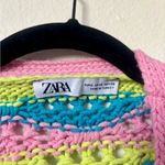 ZARA  // crochet chunky knit tie front multi color cardigan Photo 3