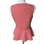 Anthropologie Postmark Antonia Red Striped Peplum Pullover Top Photo 2