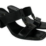 Paul Green  Heels 6.5 9 US Black Leather Open Toe Slip On Sandals Buckle Handmade Photo 0