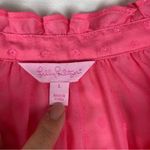 Lilly Pulitzer size large Vibrant Pink Blouse swiss dots Ruffle Neckline Photo 2