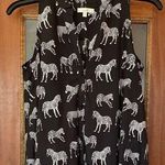 Anthropologie  Porridge Zebra Cotton Black Hi-Low Sleeveless Dress w Belt NWOT Photo 0