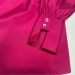 Liz Claiborne Vintage Fuchsia Satin Blouse Long Sleeve Button Up V-neck Size 6 Photo 5