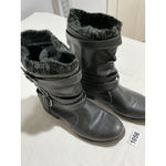 JustFab Woman’s Size 8 Just Fab Black Faux Leather Strappy Calf Length Boots Photo 1