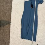 Rails  One Shoulder Ribbed Midi Dress Blue Asymmetrical Size L NWT Photo 8