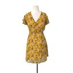 Harper Heritage Dora Yellow Floral Ruffle Mini Wrap Dress Playful Summer Chic M Photo 1