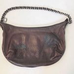 Ssamzie Brown Leather Laser Cut Shoulder Bag Floral Pattern Photo 0