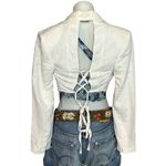 Lovers + Friends  White Crop Blazer SMALL Linen Backless Tailored Padded $198 Photo 6