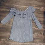 Adelyn Rae  gingham 1 shoulder ruffle dress navy Photo 2