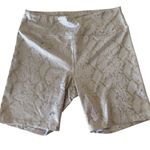 Kyodan Silver Shiny Metallic Snake Print High-Waist Biker Shorts SZ L Photo 2