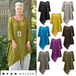 Bryn Walker  Nada Tunic Goldfinch Lagenlook Linen Mustard Yellow Plus Size 3X Art Photo 1