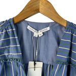 Veronica Beard NWT Teagan Stripe Ruched V-Neck Midi Dress Blue Size 6 Side Slit Photo 5