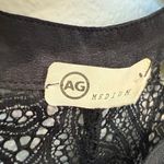 AG Adriano Goldschmied  Black Lace Preppy Minimalist Blouse Black Medium Photo 5