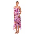 XScape  Women's  Printed Chiffon High-Low Midi Dress Pink Floral‎ Size 6 Photo 8