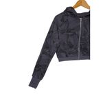 Buff Bunny Collection Cropped Zip Up Hoodie Charcoal Leaf Print Athleisure M Gray Size M Photo 5