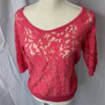 Eyelash Couture Beautiful bright pink eyelet lace top!   size medium Photo 1